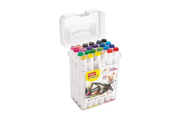 Art_Marker_Set_24_Shades_Dual_Tip_Brush_Fine_Point_Vibrant_Pigment_Ink_For_Drawing_Coloring_Sketching_Calligraphy_Professional_Markers_For_Students_Artists_Designers_Diy_Crafts