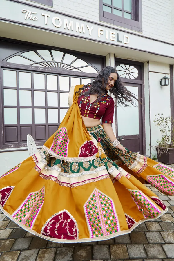 Mustard_Cotton_Embroidered_Lehenga_Choli_For_Women