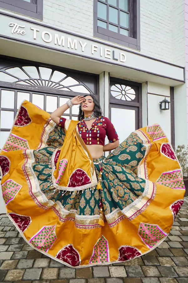 Mustard_Cotton_Embroidered_Lehenga_Choli_For_Women