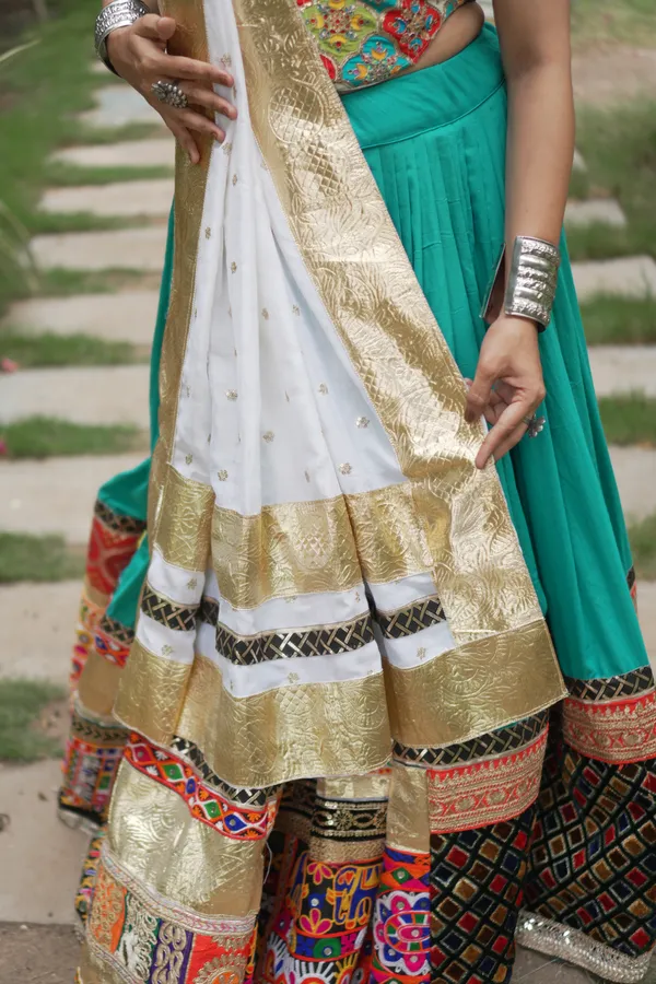Turquoise_Cotton_Printed_Flared_Chaniya_Choli_For_Women