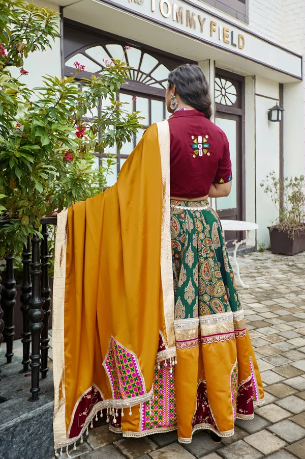 Mustard_Cotton_Embroidered_Lehenga_Choli_For_Women