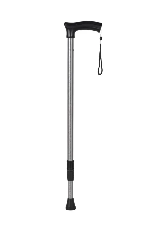 Silver_Mild_Steel_Single_Leg_Walking_Stick_Height_Adjustable