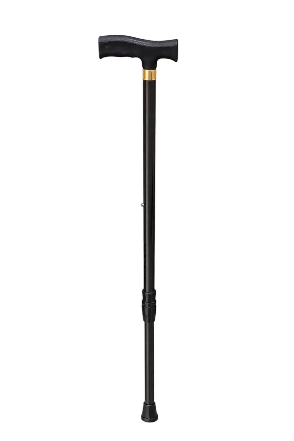 Black_Mild_Steel_Single_Leg_Walking_Stick_Height_Adjustable