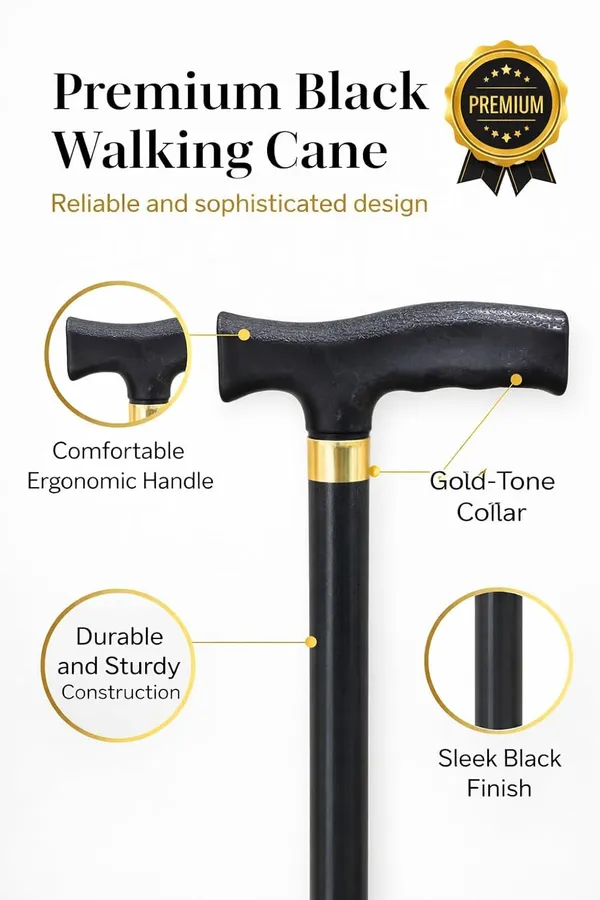 Black_Mild_Steel_Single_Leg_Walking_Stick_Height_Adjustable