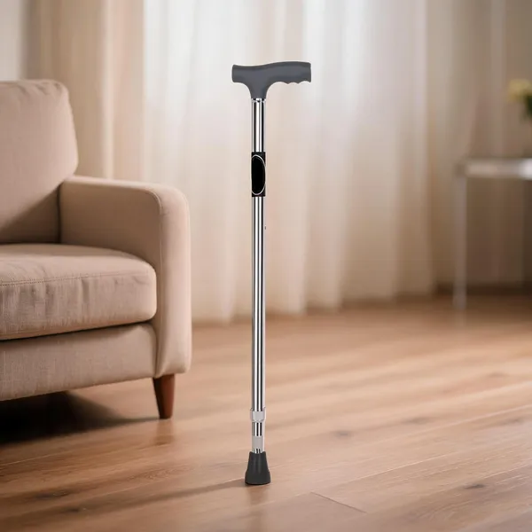 Silver_Mild_Steel_Single_Leg_Walking_Stick_Height_Adjustable_Silver