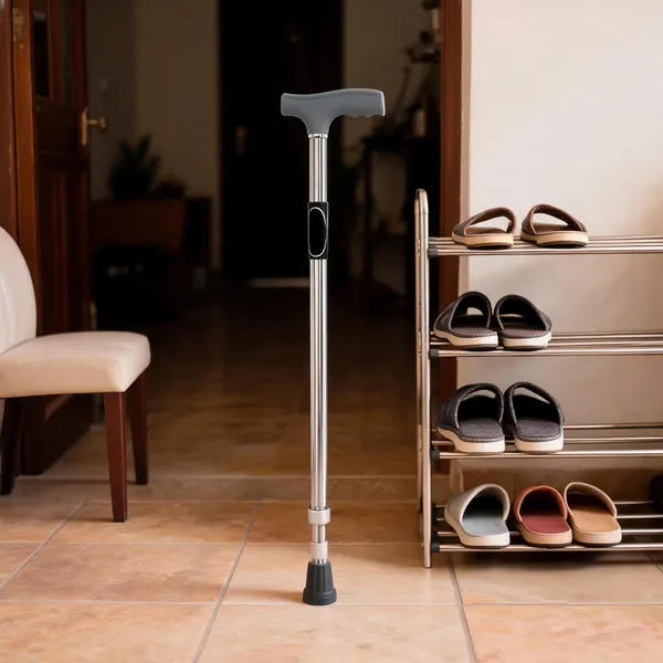Silver_Mild_Steel_Single_Leg_Walking_Stick_Height_Adjustable_Silver