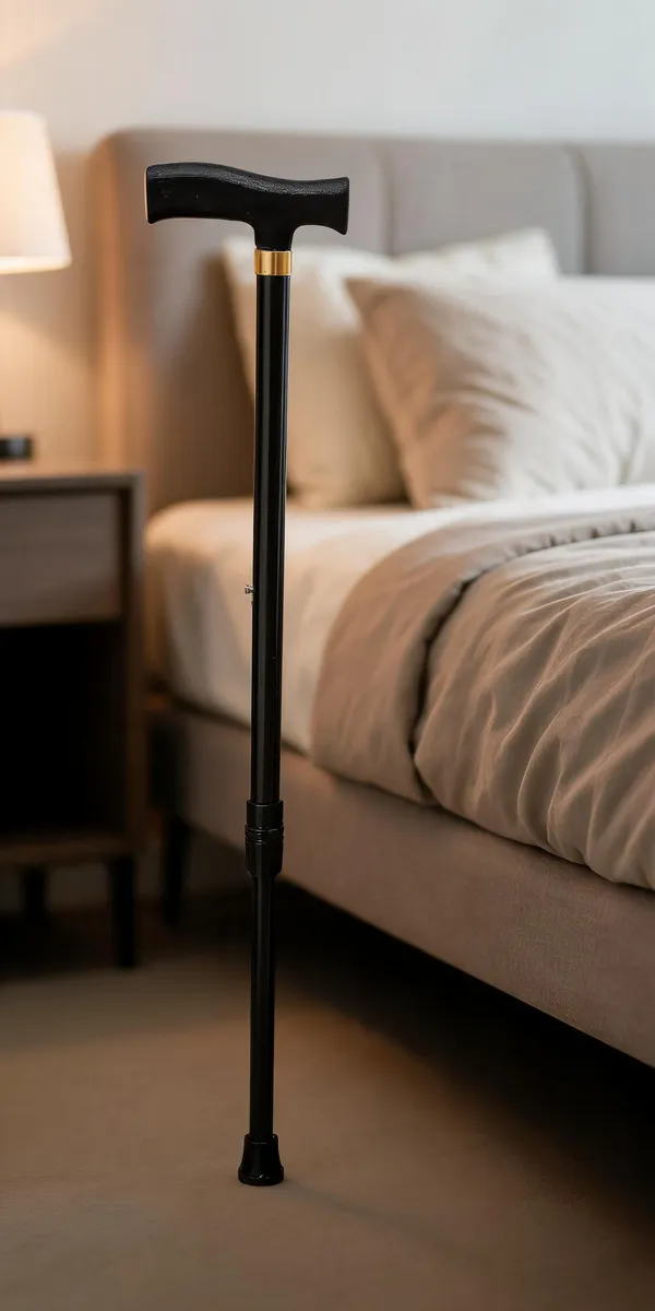 Black_Mild_Steel_Single_Leg_Walking_Stick_Height_Adjustable