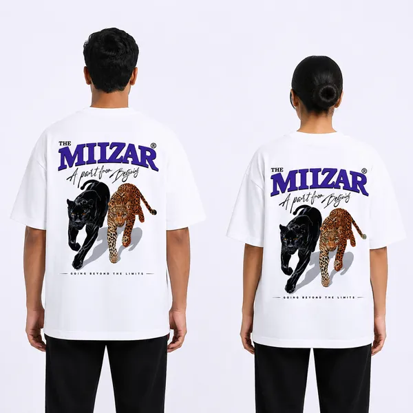 White_Terry_Cotton_Oversized_Panther_T-Shirt_For_Unisex