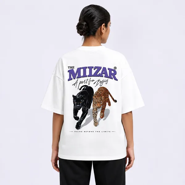 White_Terry_Cotton_Oversized_Panther_T-Shirt_For_Unisex