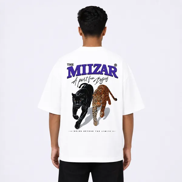 White_Terry_Cotton_Oversized_Panther_T-Shirt_For_Unisex