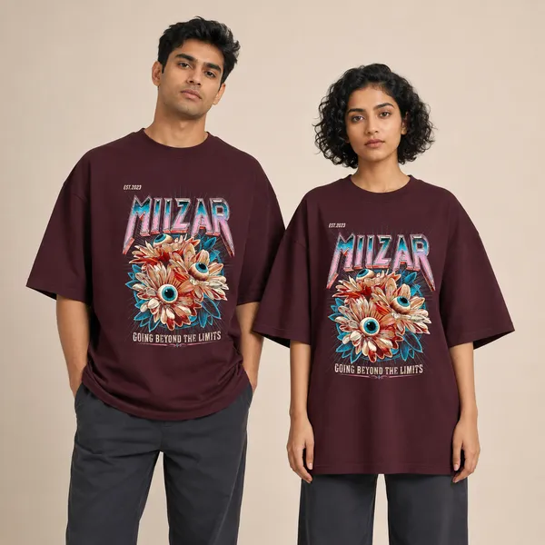 Marron_Terry_Cotton_Oversized_Bloom_Vision_T-Shirt_For_Unisex
