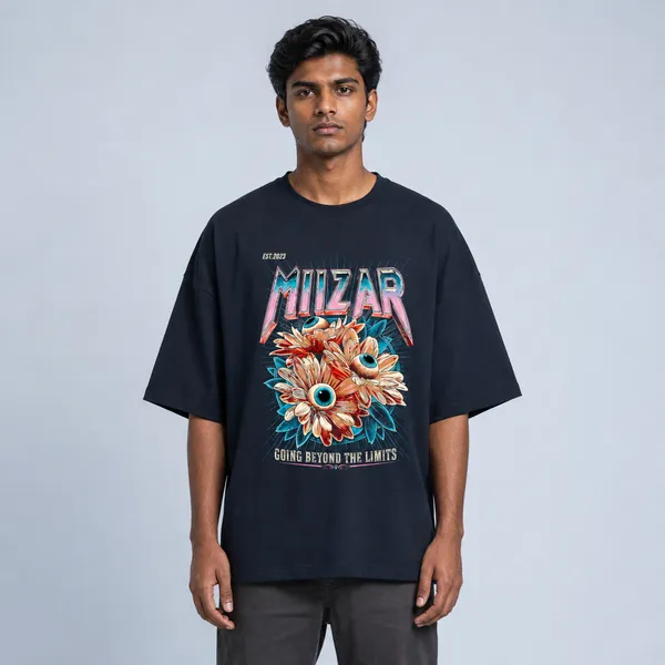 Navy_Blue_Terry_Cotton_Oversized_Bloom_Vision_T-Shirt_For_Unisex