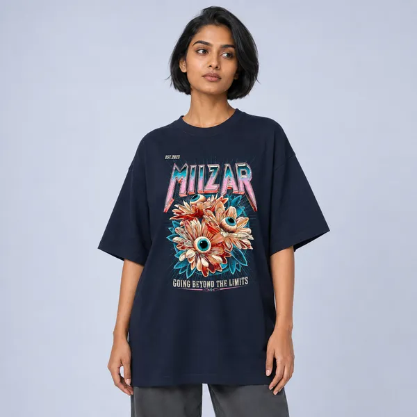 Navy_Blue_Terry_Cotton_Oversized_Bloom_Vision_T-Shirt_For_Unisex