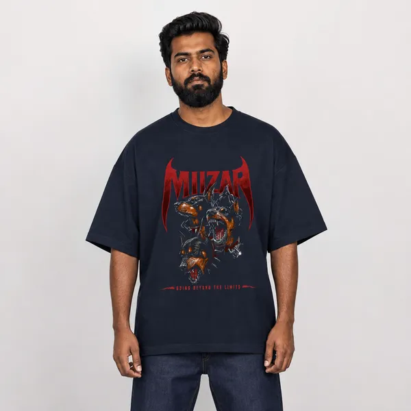 Navy_Blue_Terry_Cotton_Oversized_Doberman_T-Shirt_For_Unisex