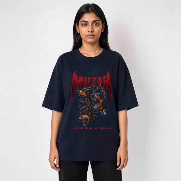 Navy_Blue_Terry_Cotton_Oversized_Doberman_T-Shirt_For_Unisex