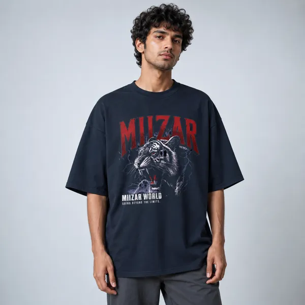 Navy_Blue_Terry_Cotton_Oversized_Tiger_Graphic_T-Shirt_For_Unisex