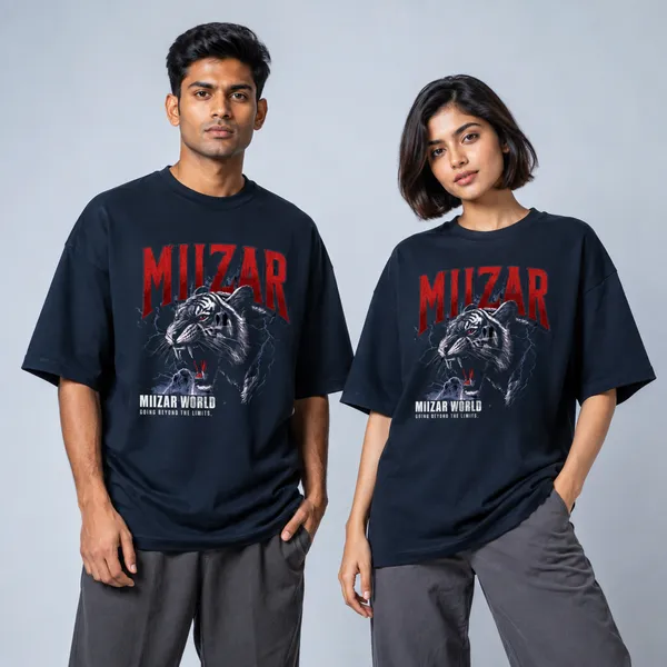 Navy_Blue_Terry_Cotton_Oversized_Tiger_Graphic_T-Shirt_For_Unisex