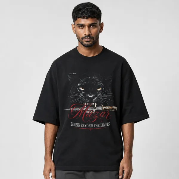 Black_Terry_Cotton_Oversized_Panther_Graphic_T-Shirt_For_Unisex