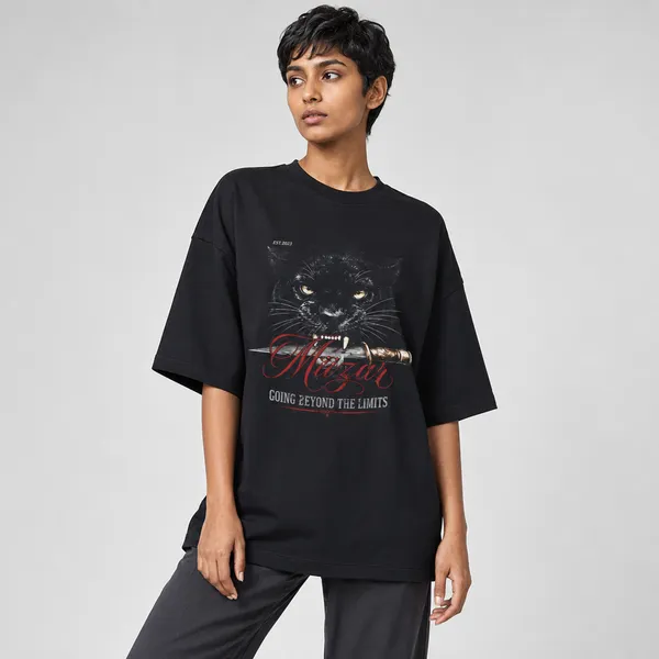 Black_Terry_Cotton_Oversized_Panther_Graphic_T-Shirt_For_Unisex