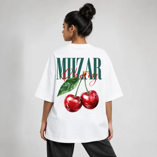 White_Terry_Cotton_Oversized_Cherry_Graphic_T-Shirt_For_Unisex