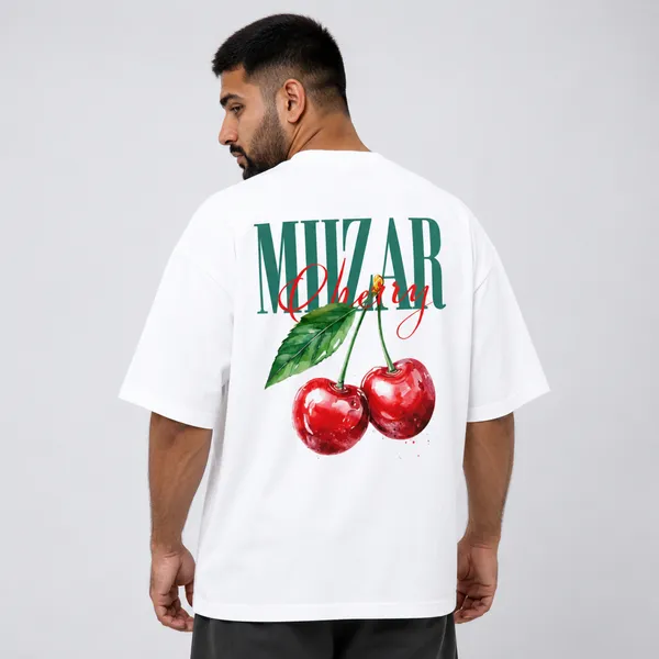 White_Terry_Cotton_Oversized_Cherry_Graphic_T-Shirt_For_Unisex