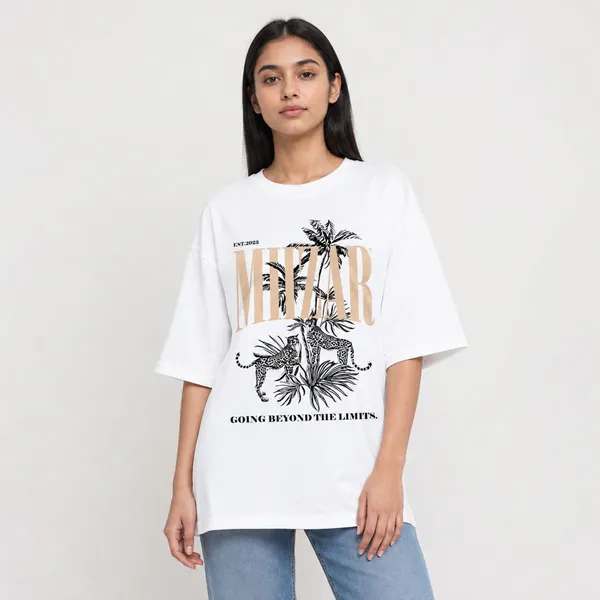 White_Terry_Cotton_Oversized_Wildlife_Graphic_T-Shirt_For_Unisex