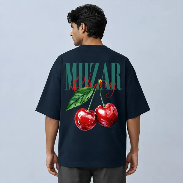 Navy_Blue_Terry_Cotton_Oversized_Cherry_Graphic_T-Shirt_For_Unisex