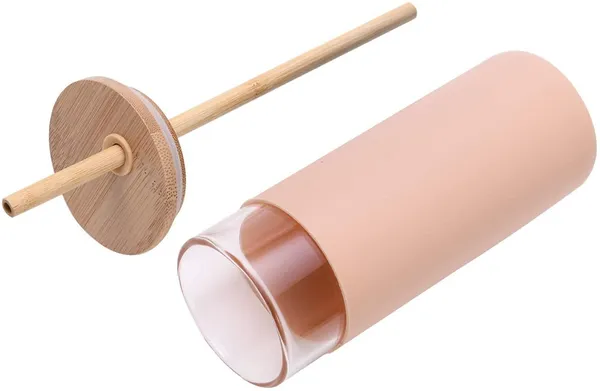 Wooden_Plunger_Glass_Manual_Churner_With_Peach_Sleeve_tumbler