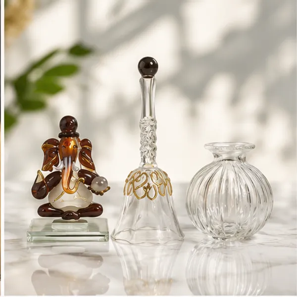 Glass_Ganesha_Decorative_Set_with_Ornate_Bell_and_modak_dia
