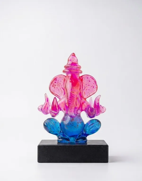 Pink_Blue_Glass_Ganesha_Idol