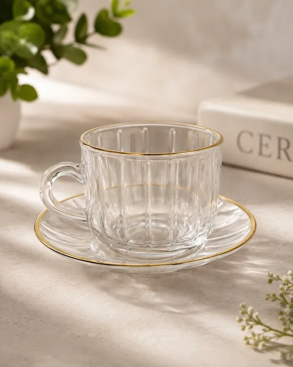 Glass_Gold_Rim_Fluted_Cup_And_Saucer