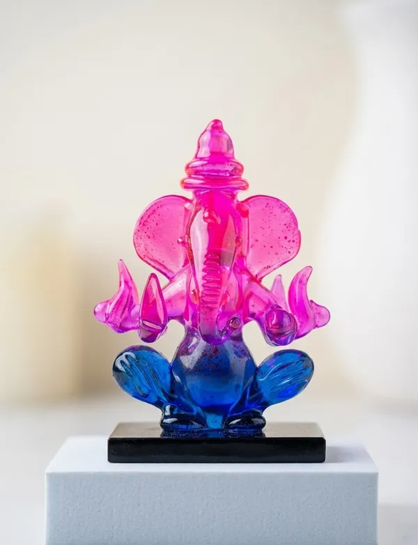 Pink_Blue_Glass_Ganesha_Idol