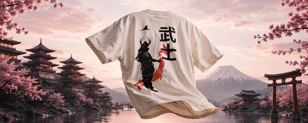 Cream_Organic_Cotton_Oversized_Samurai_Graphic_T-Shirt_For_Unisex