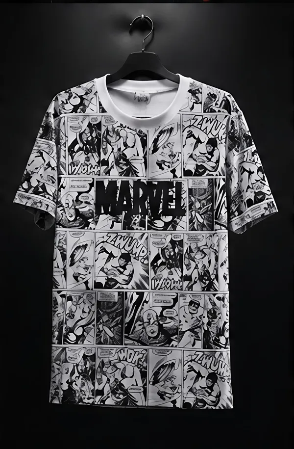 White_Organic_Cotton_Regular_Fit_Comic_Print_T-Shirt_For_Men