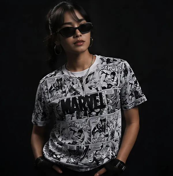 Grey_Organic_Cotton_Relaxed_Fit_Comic_Graphic_T-Shirt_For_Women