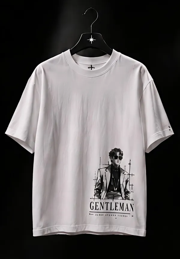 White_Organic_Cotton_Relaxed_Fit_Gentleman_Graphic_T-Shirt_For_Men