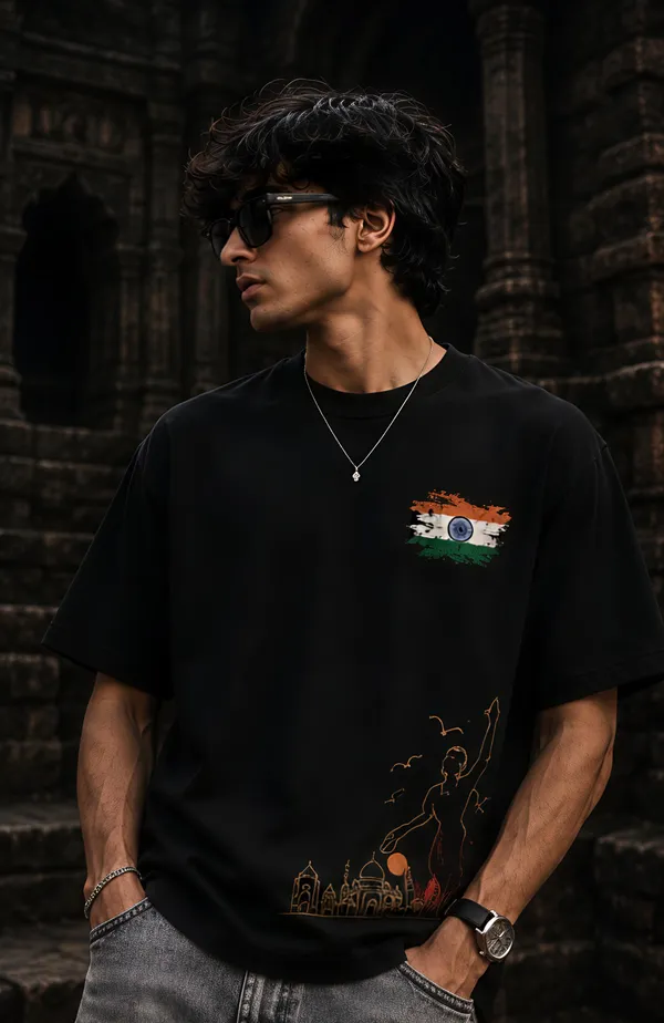 Black_Organic_Cotton_Relaxed_Fit_India_Graphic_T-Shirt_For_Men