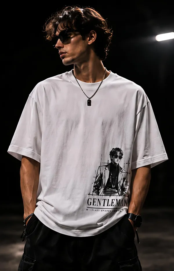 White_Organic_Cotton_Relaxed_Fit_Gentleman_Graphic_T-Shirt_For_Men