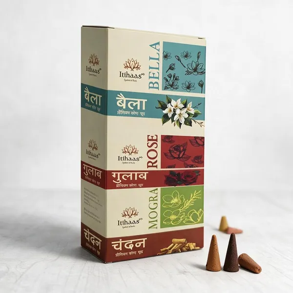 Itihaas_Bela_Rose_Mogra_Chandan_Cone_Dry_Dhoop