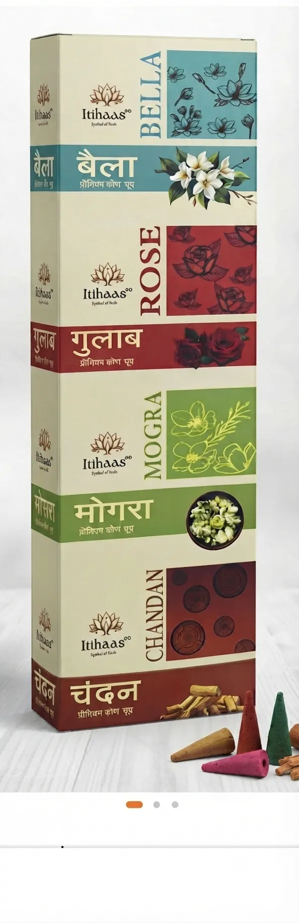 Itihaas_Bela_Rose_Mogra_Chandan_Cone_Dry_Dhoop