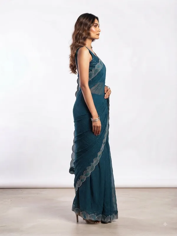Chiffon_Blue_Saree