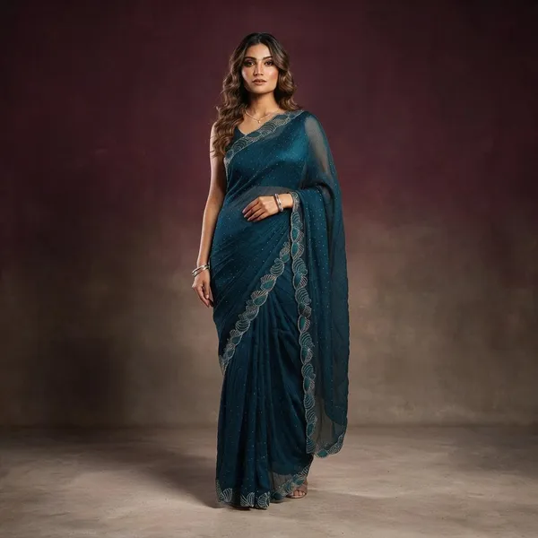 Blue_Chiffon_Saree_For_Women