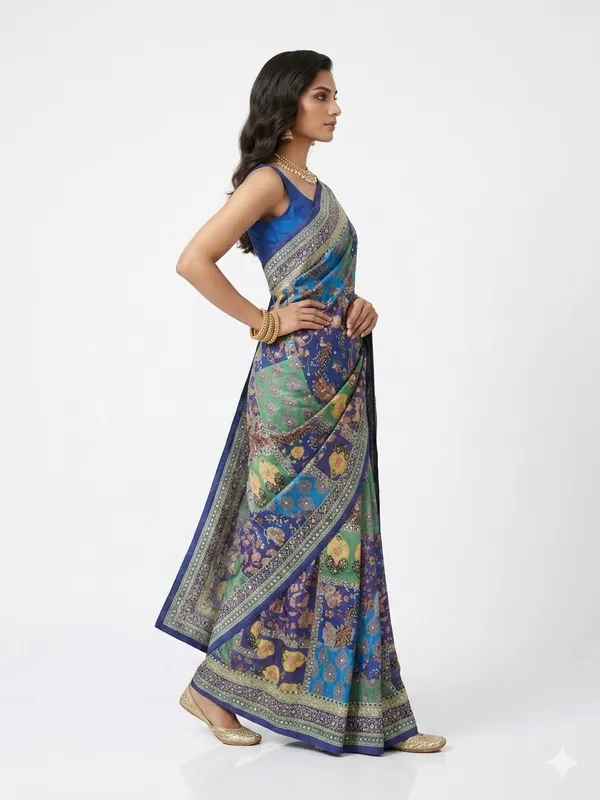 Chiffon_Blue_Saree