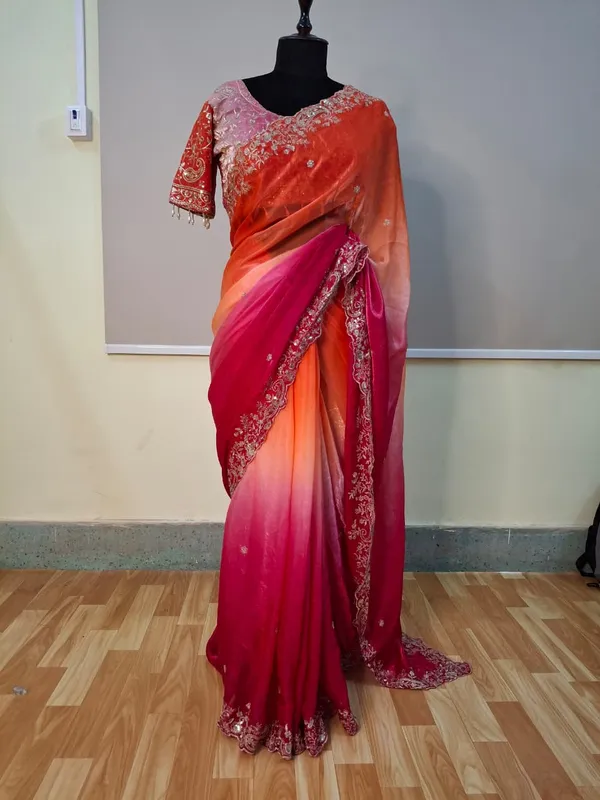 Chiffon_Orange_Saree