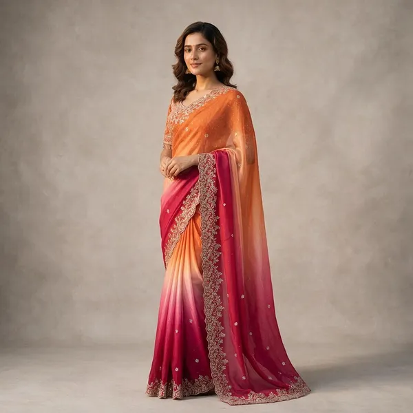 Orange_Chiffon_Saree_For_Women