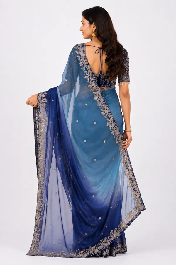 Chiffon_Navy_Blue_Saree