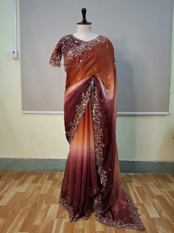 Chiffon_Maroon_Saree