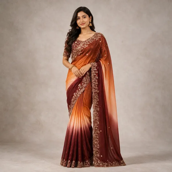 Maroon_Chiffon_Saree_For_Women