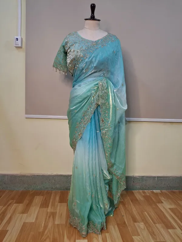 Chiffon_Sea_Green_Saree