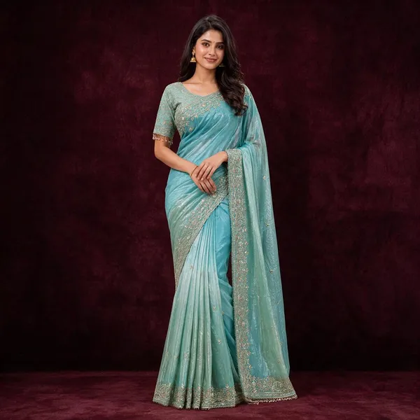 Sea_Green_Chiffon_Saree_For_Women